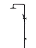 Round Combination Shower Rail, 200mm Head, Three Function Hand Shower - Matte Black - MZ0704